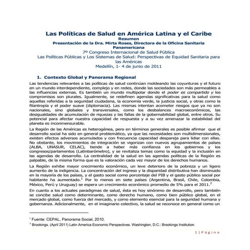 Las políticas de salud en américa latina y el caribe (Ponencia en Medellín)