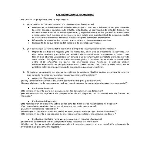 Las proyecciones financieras  resuelto