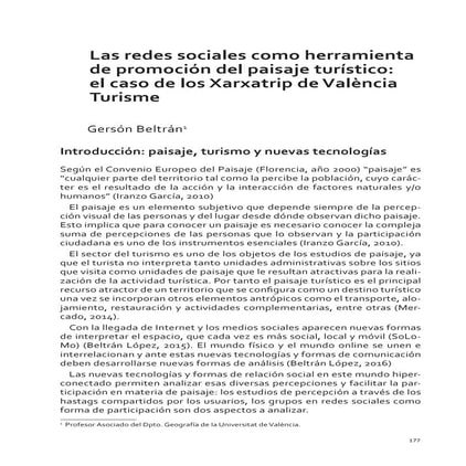 Las redes sociales como herramienta de promoción del paisaje turístico