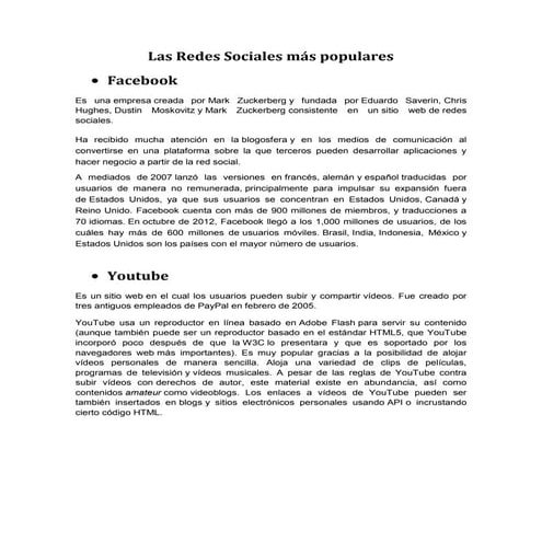 Las redes sociales más populares