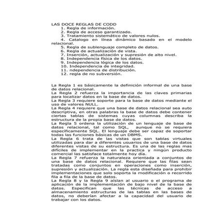 Las reglas de codd | PDF