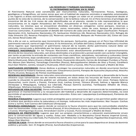 LAS RESERVAS Y PARQUES NACIONALES PERUANOS.docx