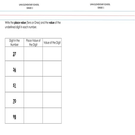 Learning Activities documents for grade one | DOCX