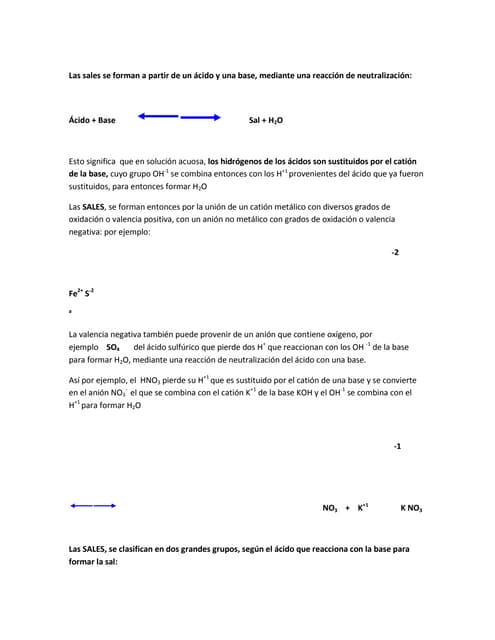 Las sales se forman a partir de un ...