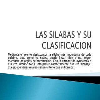 Las silabas y su clasificacion