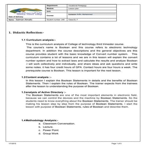 Lasson plan | DOCX