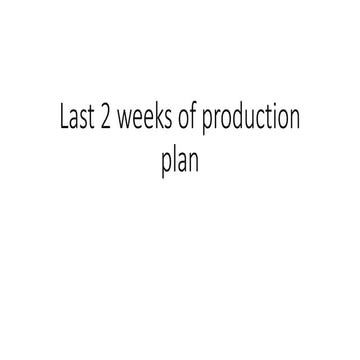 Last 2 weeks of production plan