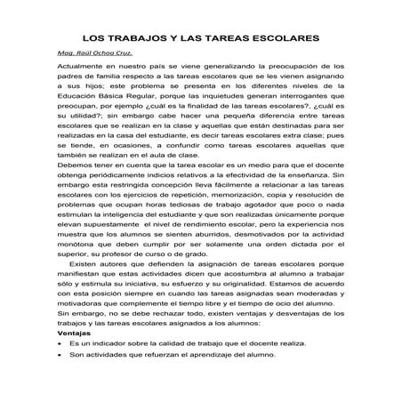 Las tareas escolares