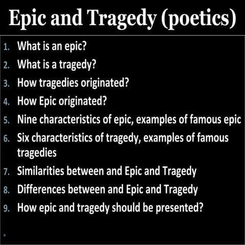 Aristotle's Poetics - Epic And Tragedy