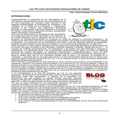 Las tic como herramienta imprescindible de calidad