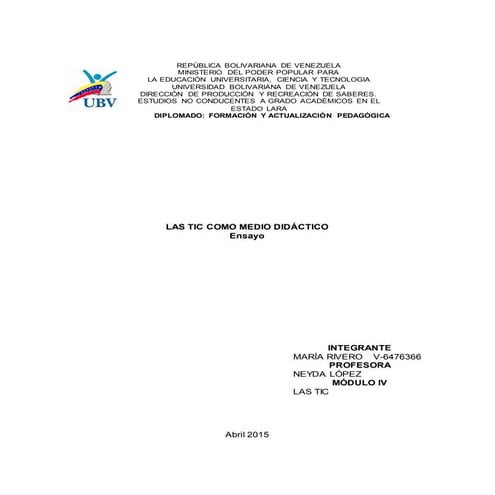 LAS TIC COMO MEDIO DIDÁCTICO