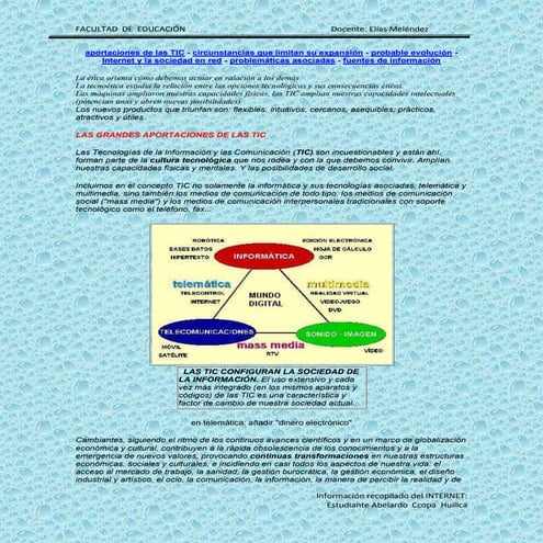 Las tic y sus aportaciones a la sociedad