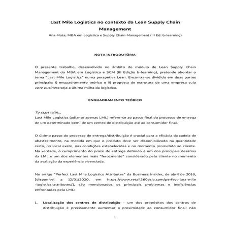 Last Mile Logistics | PDF