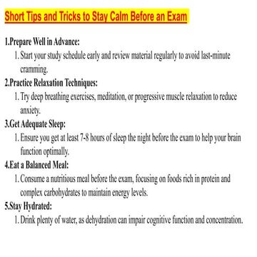 Short Tips and Tricks to Stay Calm Before an Exam