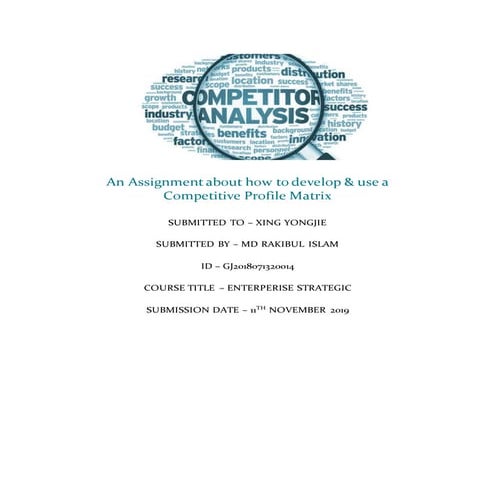 An assignment of Competitive Profile Matrix