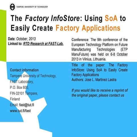 The Factory InfoStore:Using SoA to Easily Create Factory Applications