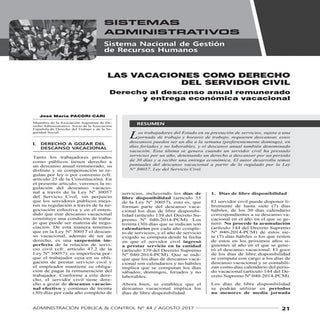 Las vacaciones como derecho del ser...