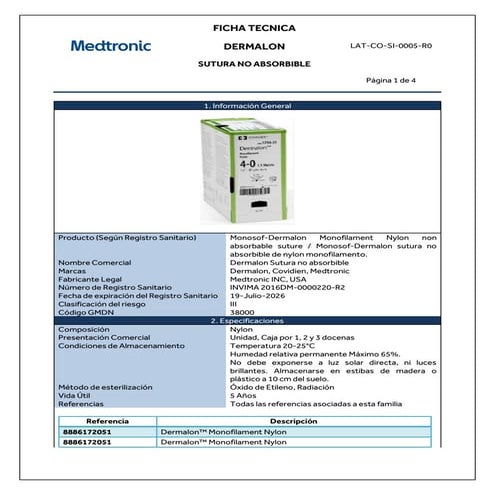 Sutura dermalon | PDF