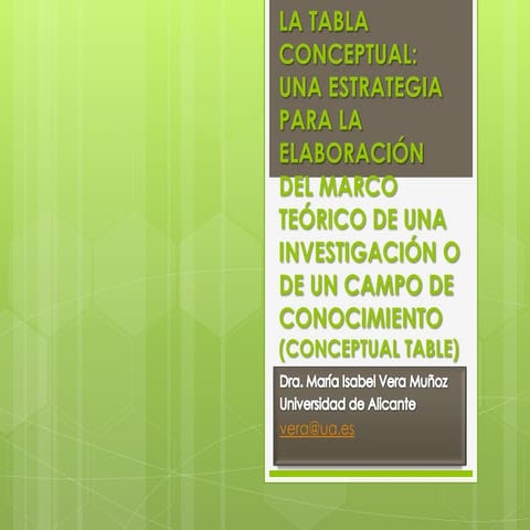La tabla conceptual, una guía para elaborar el marco conceptual de una invest...