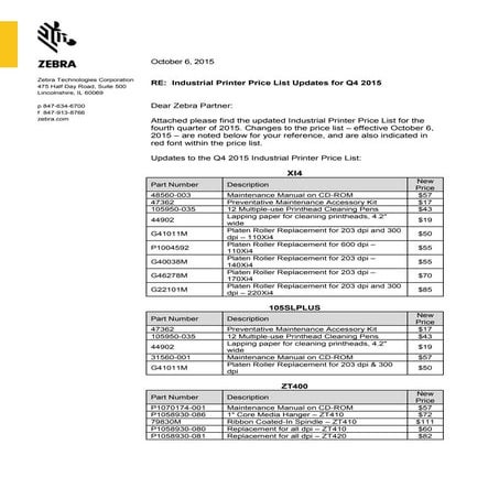 Tabletop Printer Zebra