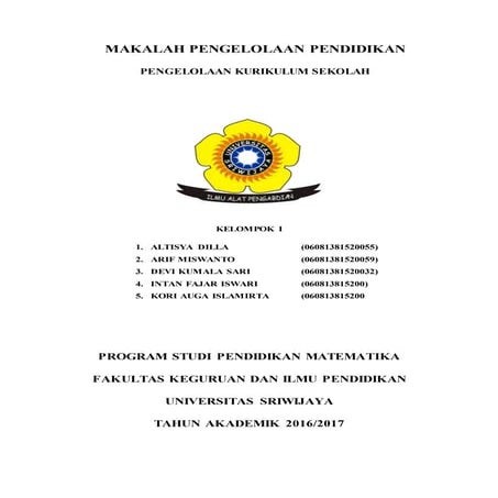 PENGELOLAAN KURIKULUM SEKOLAH