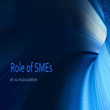 Role of SMEs in Pakistan