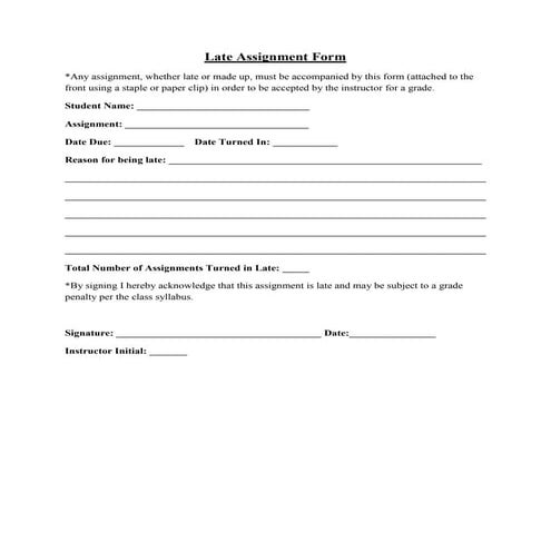 Late assignment form