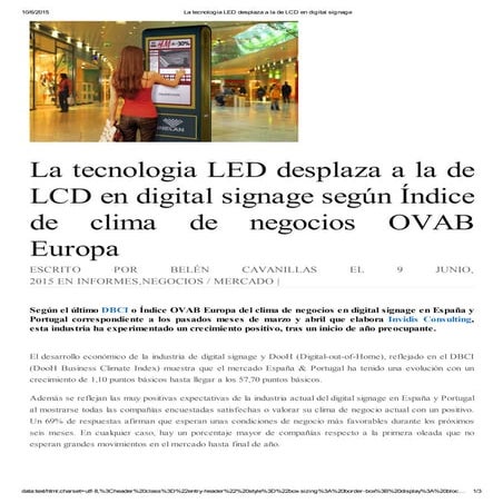 La tecnologia LED desplaza a la de LCD en digital signage