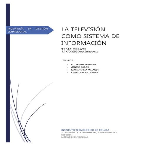 LA TELEVISIÓN COMO SISTEMA DE INFORMACIÓN