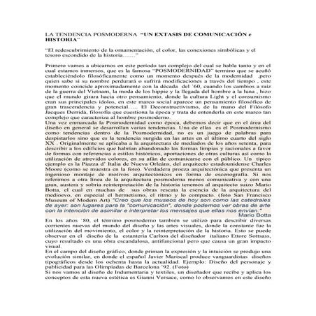 La tendencia posmoderna revista gamma