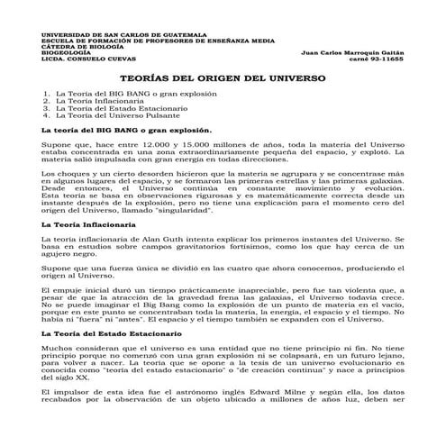 La teoría del big bang o gran explosión