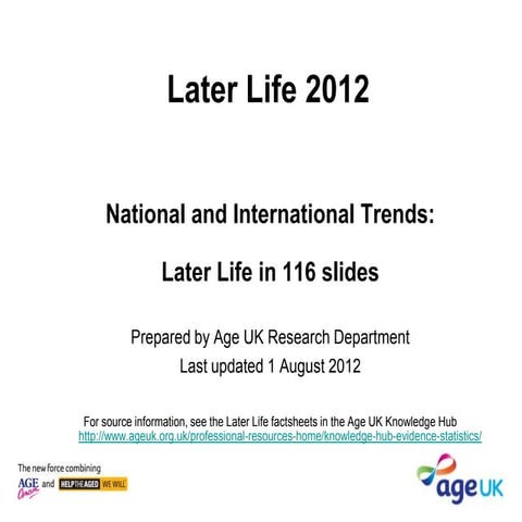 Later life in over 100 slides (August 2012)