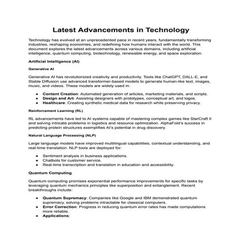 Latest Advancements Technology in the World