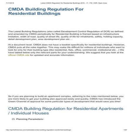 Latest cmda regulation for residential buildings 2016 17 - fsi, osr ...