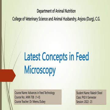 Latest Concept in Feed Microscopy/ adulteration, contamination of ...