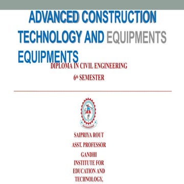ADVANCED CONSTRUCTION TECHNOLOGY AND EQUIPMENTS | PDF