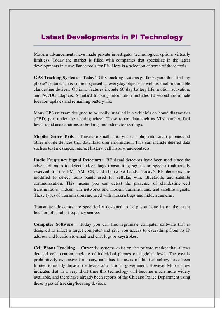 Latest Developments in PI Technology