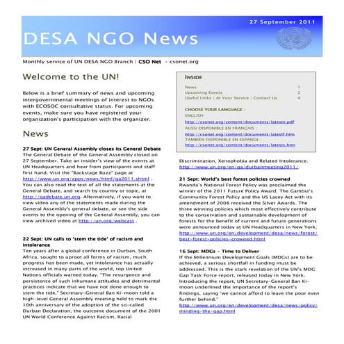 UN DESA NGO News