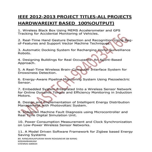 LATEST IEEE PROJECT TITLES-ECE/EEE/E&I/ICE/BIOMEDICAL