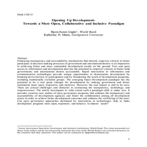 Opening Up Development- 