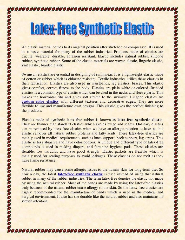 Latex free synthetic elastic