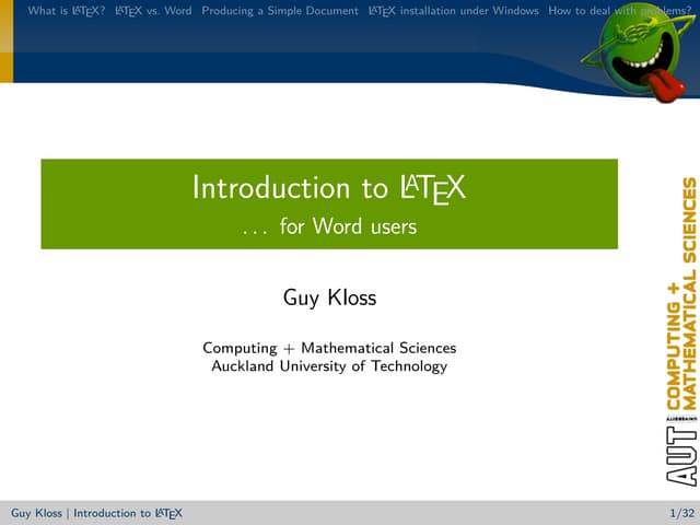  Introduction to LaTeX (For Word users)