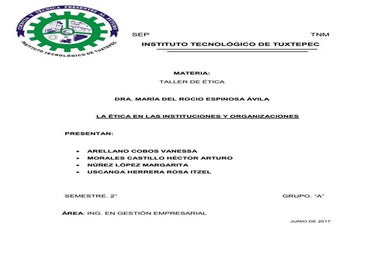 La ética en las instituciones y organizaciones