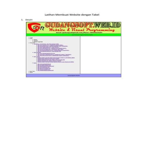 Latihan membuat website dengan tabel