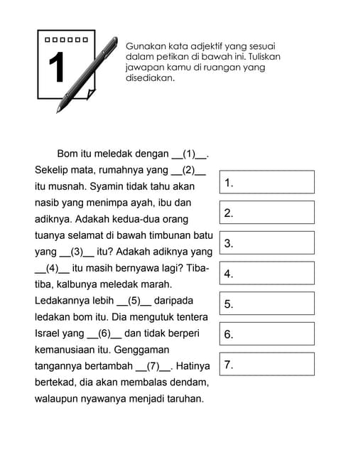 Latihan kata adjektif Latihan kata adjektif