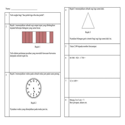 MATEMATIK TAHUN 4 - SOALAN + JAWAPAN | PDF