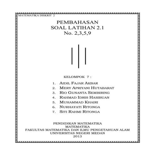Latihan 2.1 matdis ii no.2,3,5,9