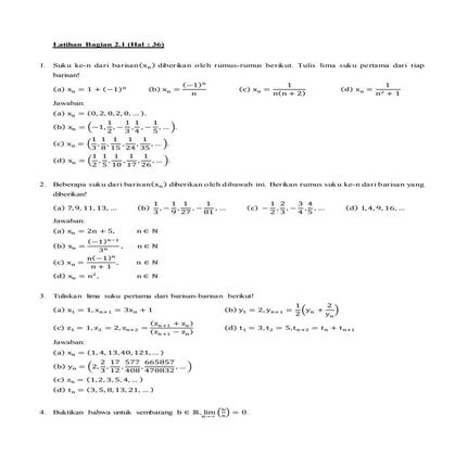 Analisis Real (Barisan Bilangan Real) Latihan bagian 2.1
