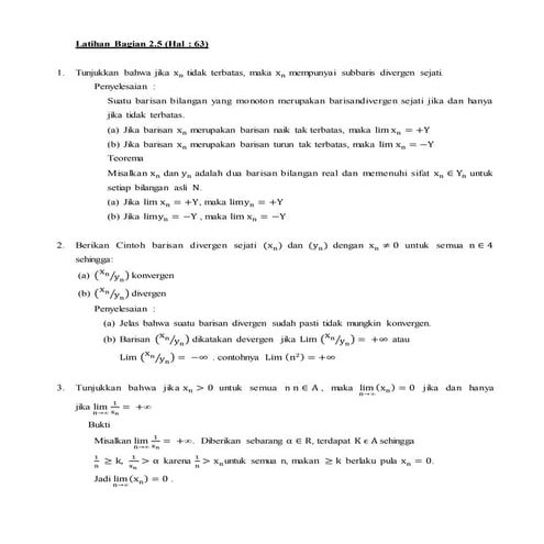 Analisis Real (Barisan dan Bilangan Real) Latihan bagian 2.5
