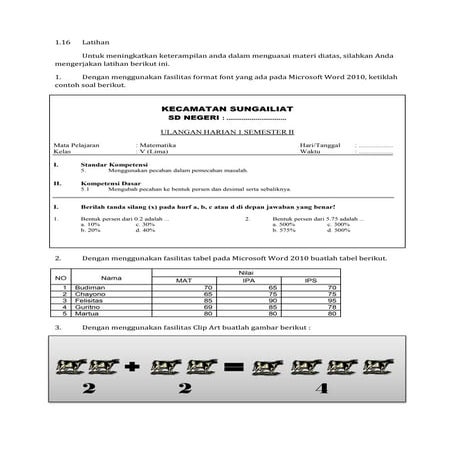 Latihan dan soal praktek Ms.Word